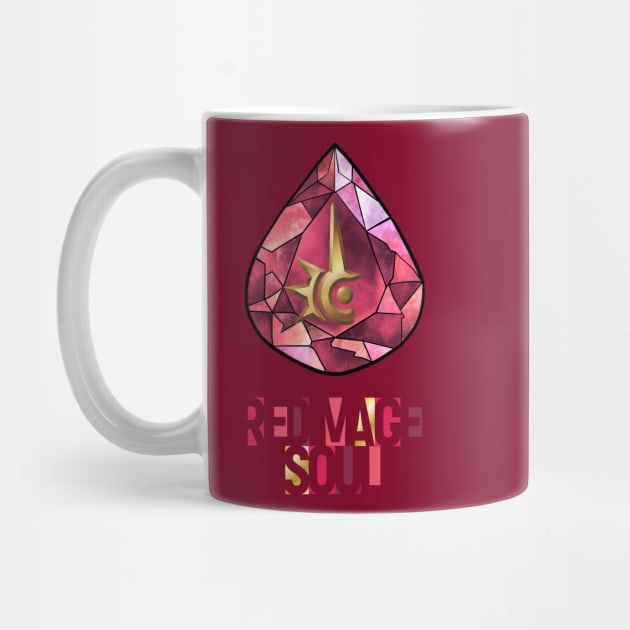 Red Mage Soul - FF14 Job Crystal T-Shirt by SamInJapan